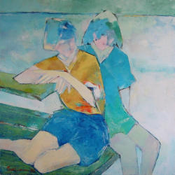 Two Girls   1986   Oil on canvas   92 x 92 cm   POR